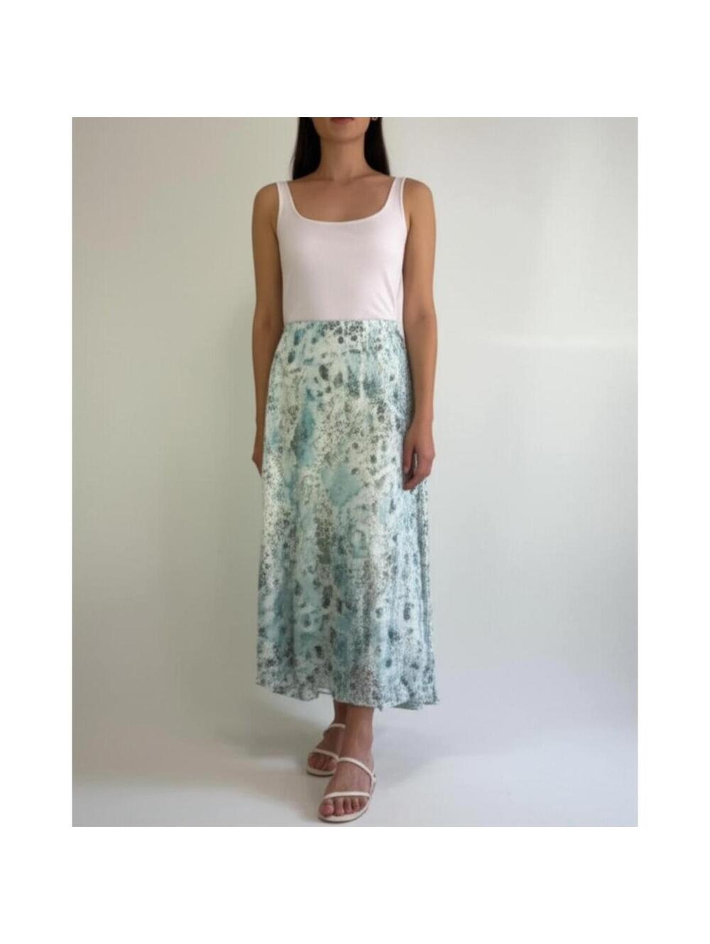 Skirtology Skirt M Light Blue White Y2K Ruffled Hem Floral